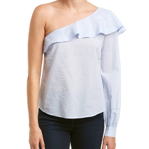 A.L.C. Brielle One-Shoulder blue Poplin Top size 10 NWT - Picture 5 of 12